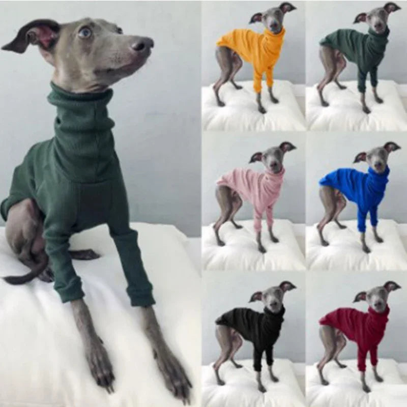 Dog Clothes Spring Autumn High Collar Two-legged Pet Clothes Greyhound Whippet Turtleneck Pajamas Warm Clothes Dog Supplies