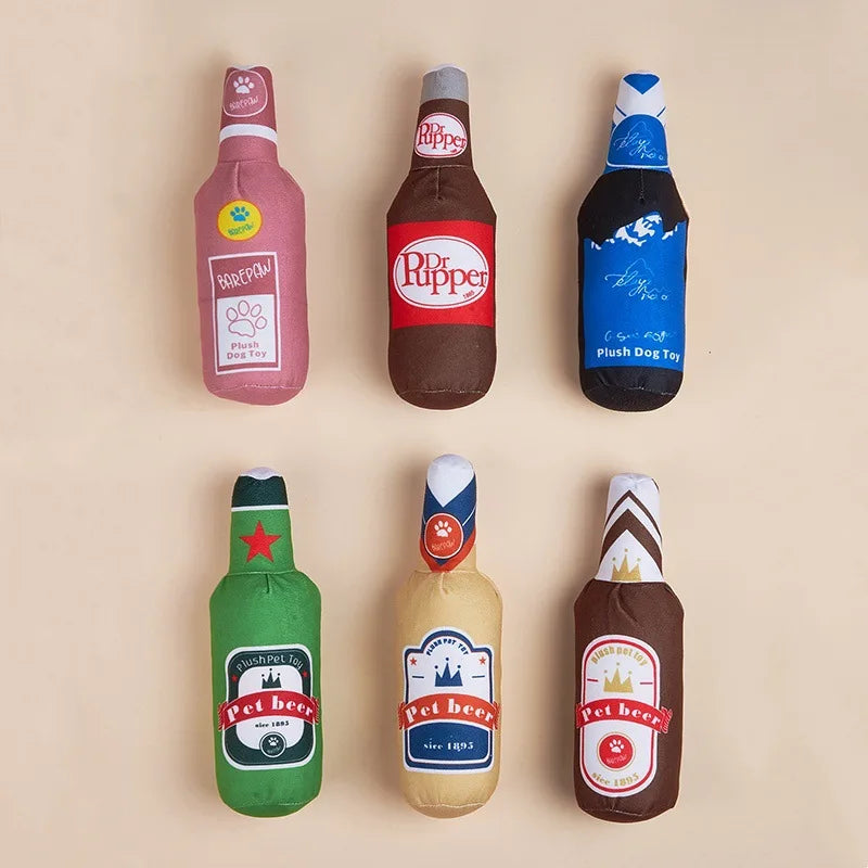 Dog Toy Series with Realistic Wine Bottle Design, Includes Crinkle Paper and Squeaker, Makes Sounds, in Stock, Chew-Resistant Toy That Won'T Be Chewed to Pieces