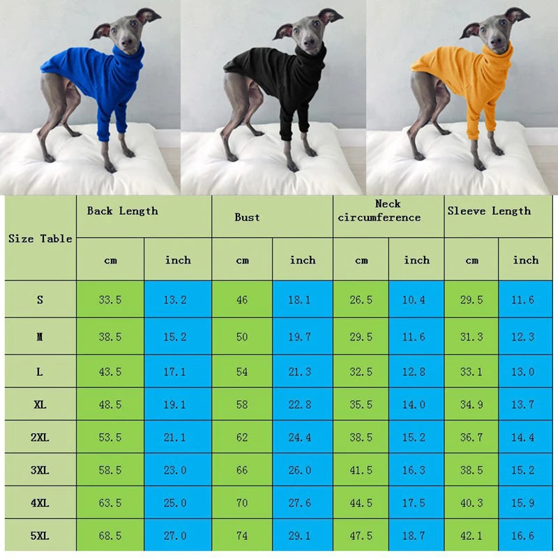 Dog Clothes Spring Autumn High Collar Two-legged Pet Clothes Greyhound Whippet Turtleneck Pajamas Warm Clothes Dog Supplies