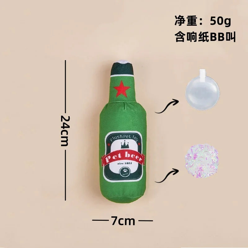 Dog Toy Series with Realistic Wine Bottle Design, Includes Crinkle Paper and Squeaker, Makes Sounds, in Stock, Chew-Resistant Toy That Won'T Be Chewed to Pieces