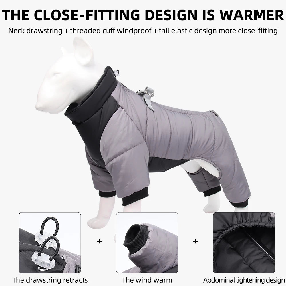 Dog Clothes Four Feet Clothing Warm Winter Coat Reflective Rainproof Dog Clothes Windproof Overall for Dogs Pet Cotton Clothes