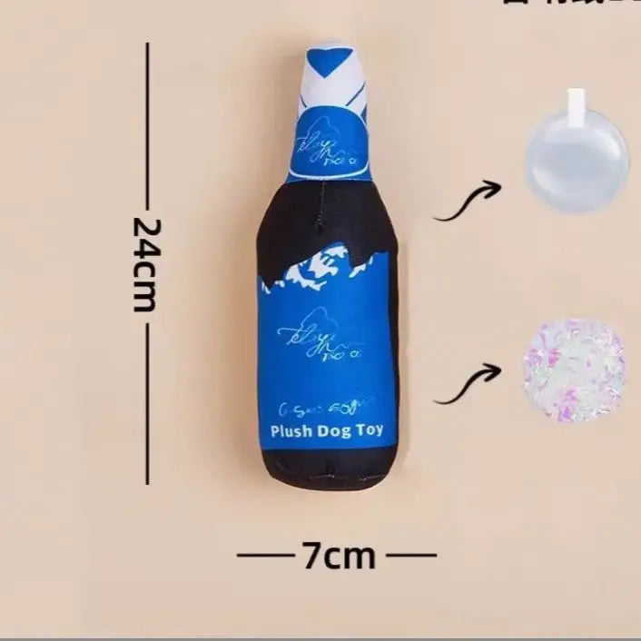 Dog Toy Series with Realistic Wine Bottle Design, Includes Crinkle Paper and Squeaker, Makes Sounds, in Stock, Chew-Resistant Toy That Won'T Be Chewed to Pieces